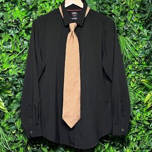 Brooks Brothers Makers Silk Tie Brown‎ Geometric Pattern Men's Necktie 3163